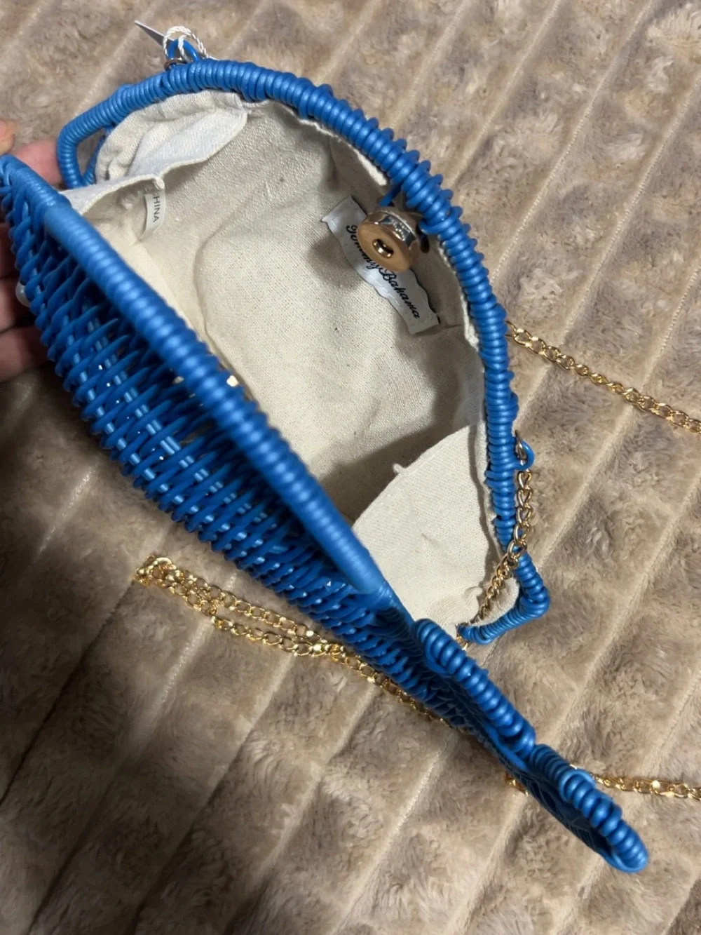 NWT - Tommy Bahama Blue Woven Heart-Shaped Crossbody